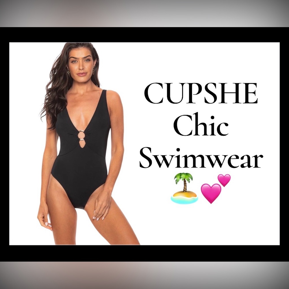 CUPSHE Black Keyhole Cutout One-Piece Swimsuit | Size M | NWT ✨Vacation Time🏝️💕